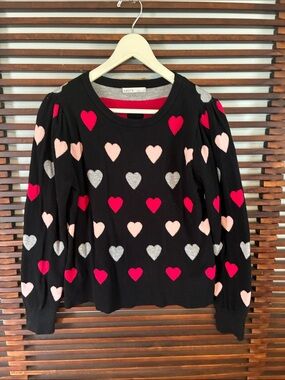 🎉NEW LISTING!🎉Kaily K Black Heart-Print Sweater Top